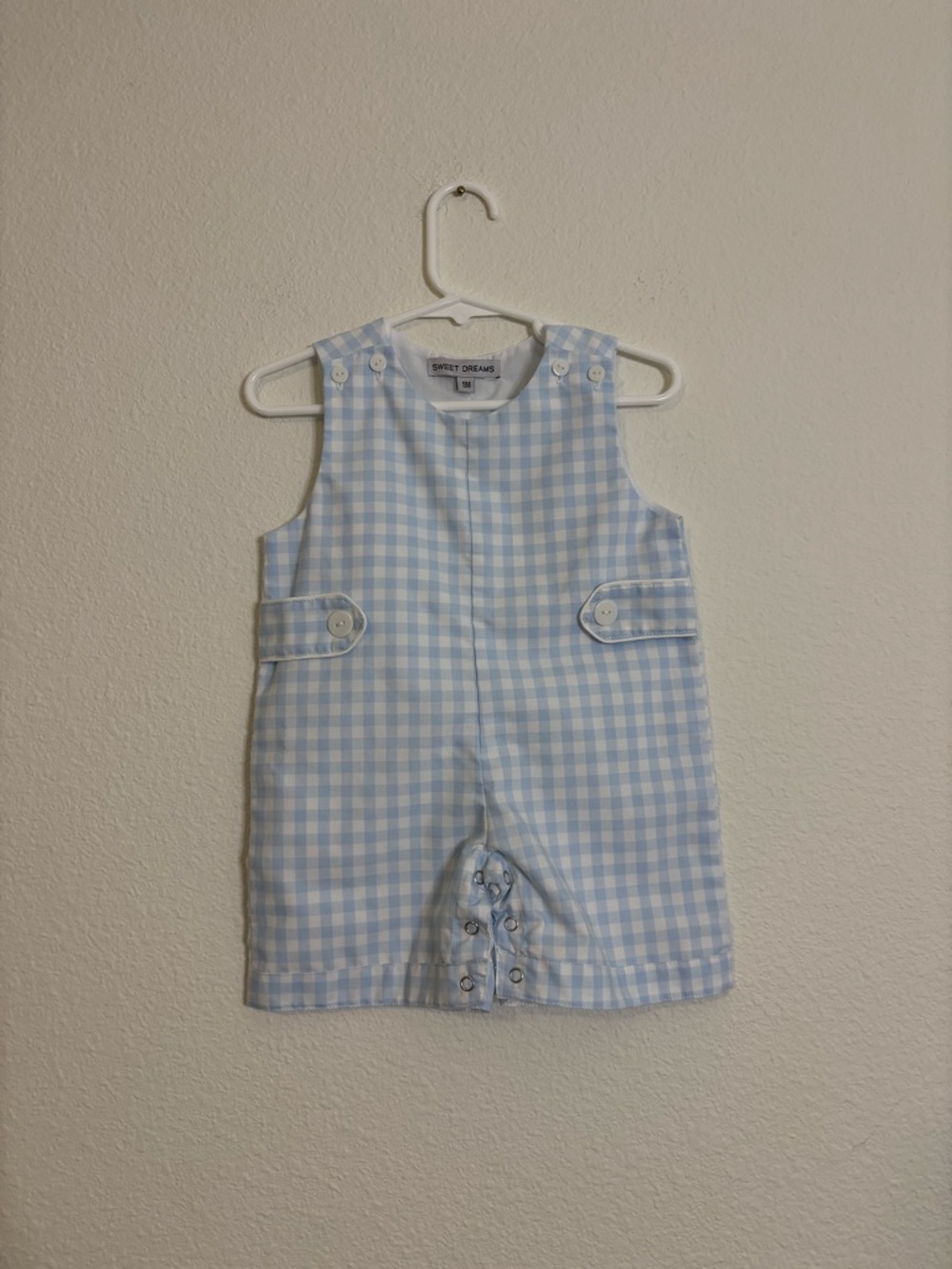 Sweet Dreams Light Blue and White Gingham Infant Jon Jon